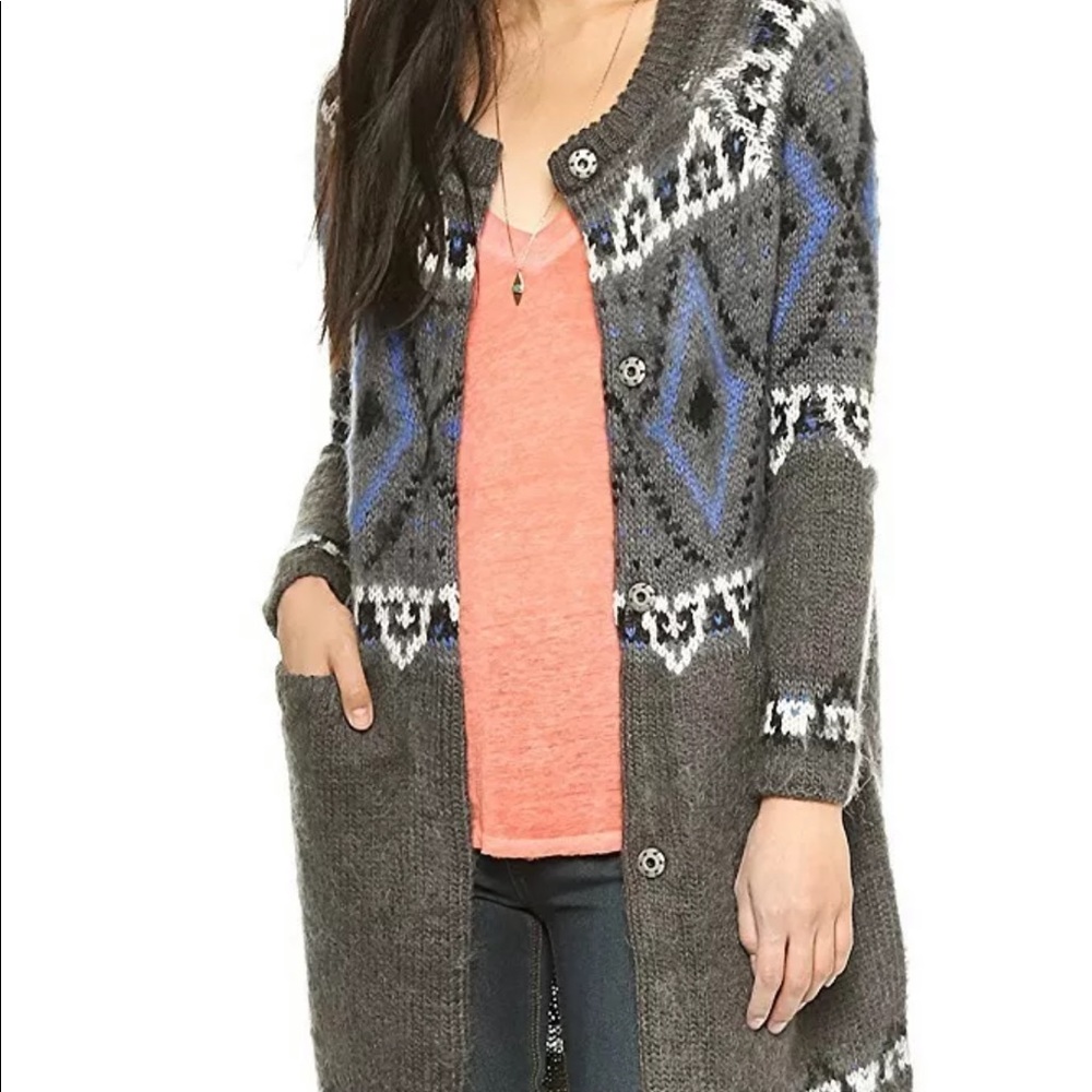 Free people fair isle frosted cardigan